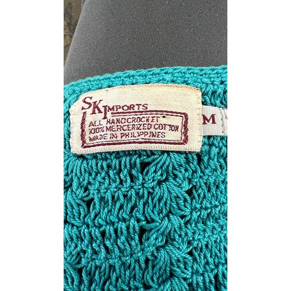 SK Imports Hand-Crocheted Teal Sweater – Size Medium - Picture 4 of 4